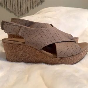 1/2 price! Clarks wedges, super comfy, nude color goes with everything, so cute!